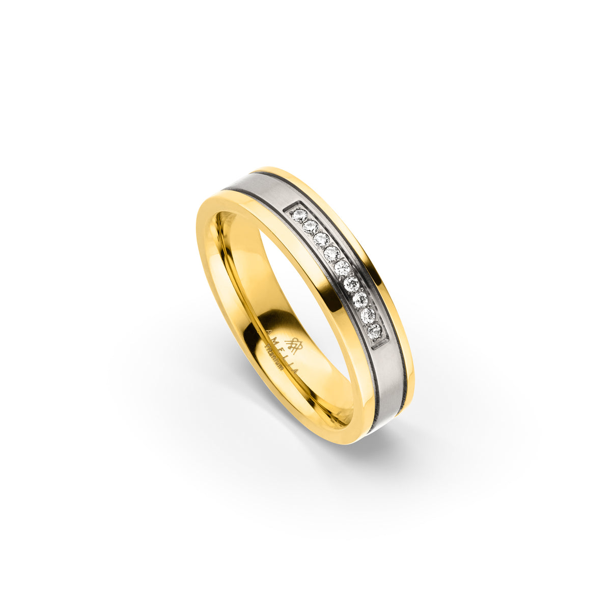 Amelia Jewels 01-003 in Titan – Damenring mit Diamantbesatz