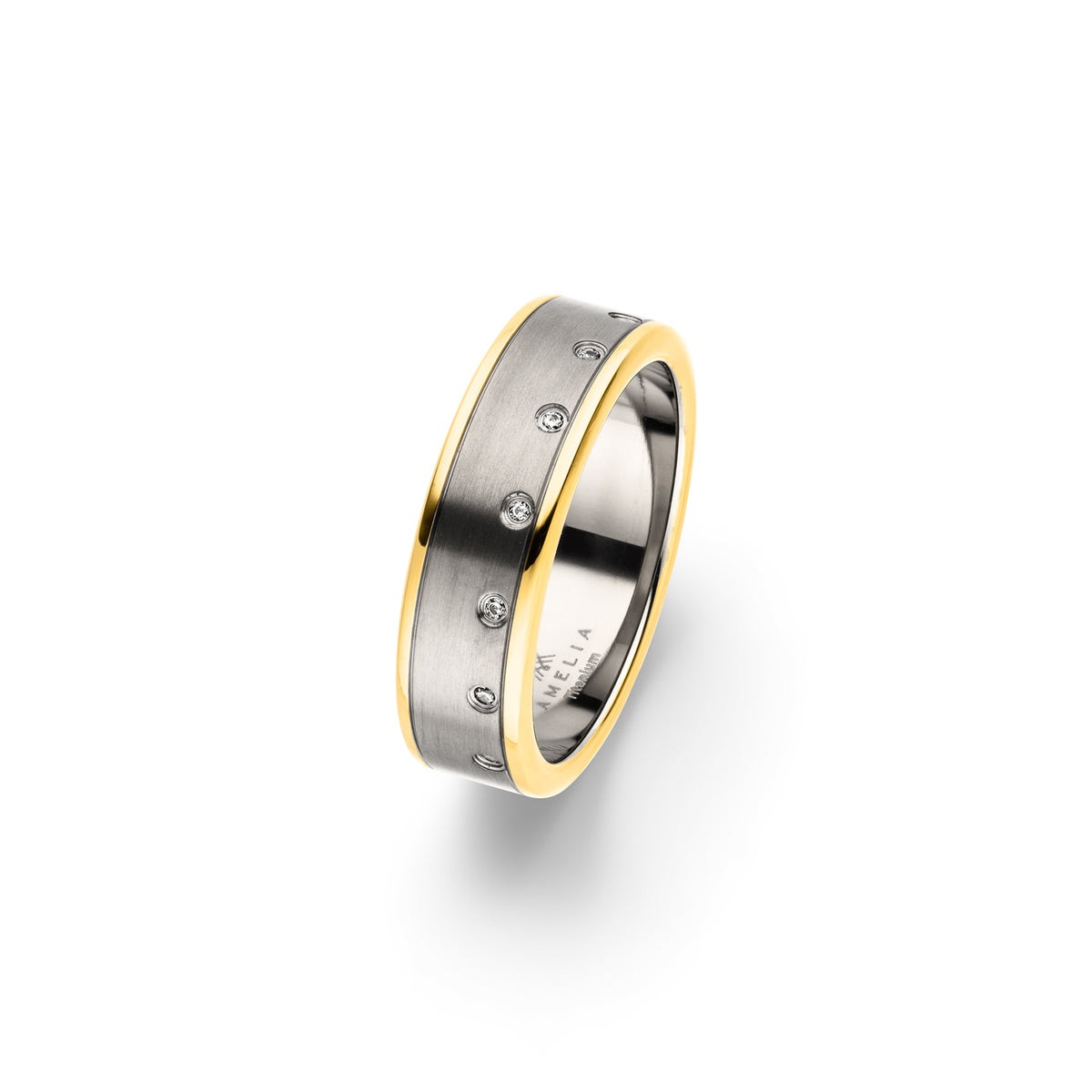 Amelia Jewels 01-005 in Titan – Damenring mit Diamantbesatz