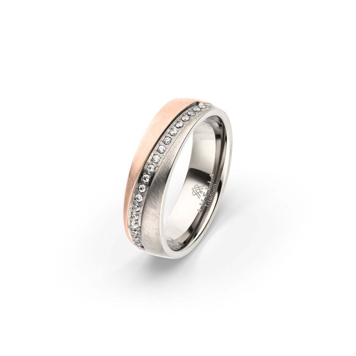 Amelia Jewels 01-006 in Titan – Damenring mit Steinbesatz