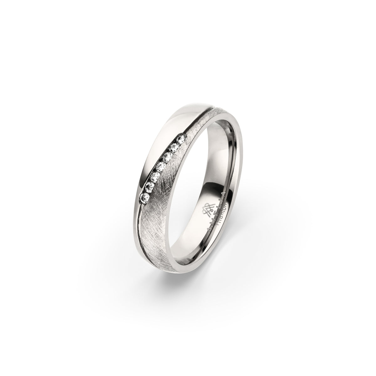 Amelia Jewels 01-007 in Titan – Damenring mit Steinbesatz