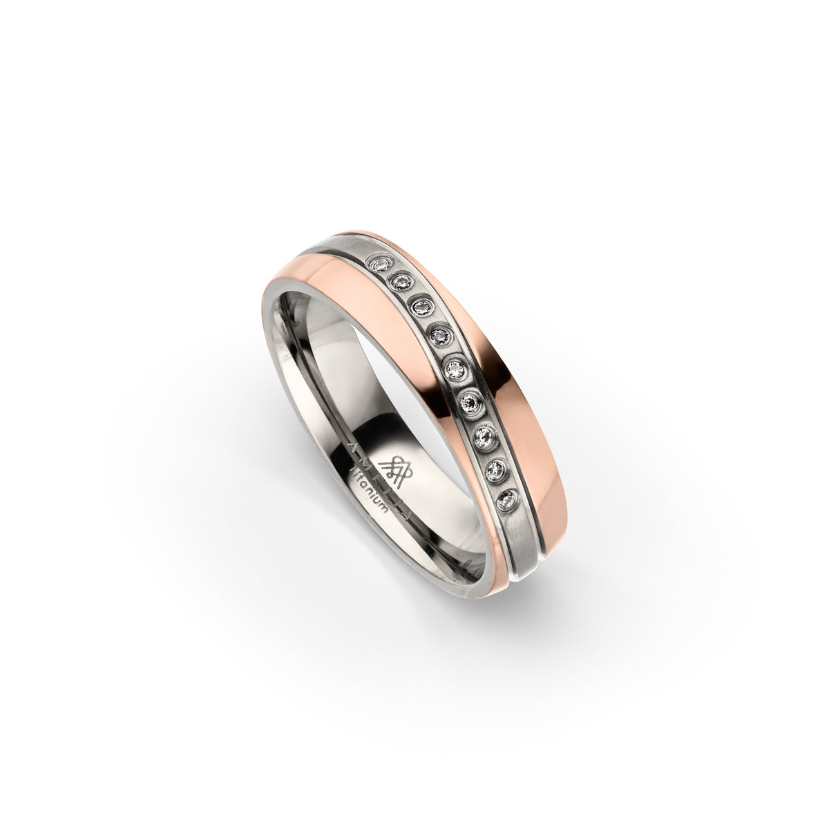 Amelia Jewels 01-009 in Titan – Damenring mit Diamantbesatz