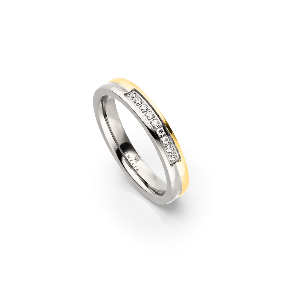 Amelia Jewels 01-010 in Titan – Damenring mit Diamantbesatz
