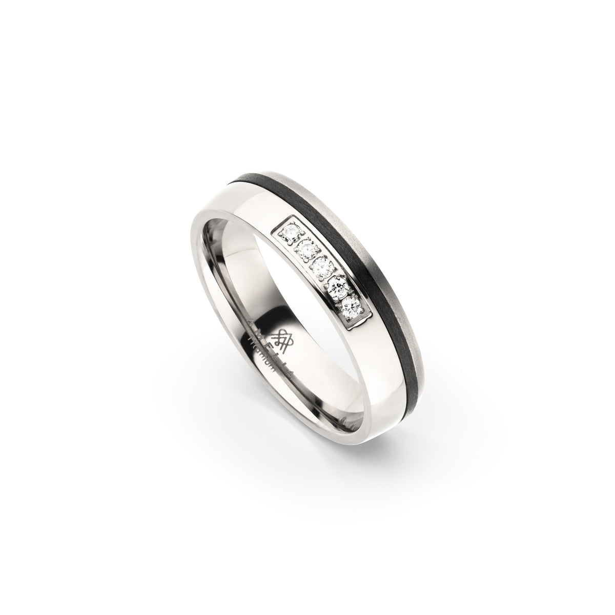 Amelia Jewels 01-012 in Titan & Carbon – Damenring mit Diamantbesatz