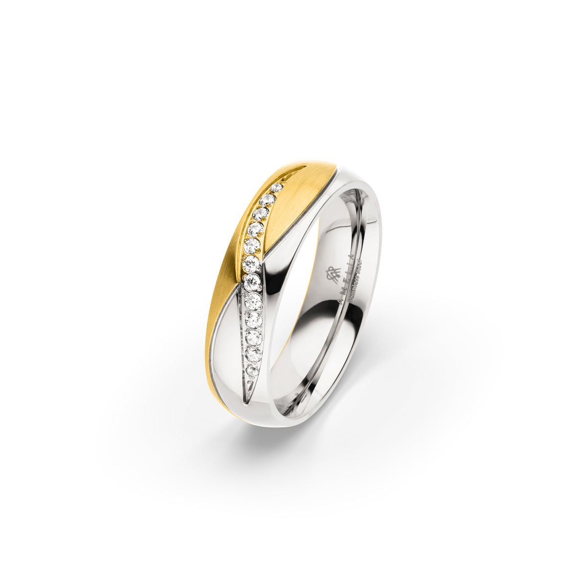 Amelia Jewels 02-002 in Edelstahl – Damenring mit Diamantbesatz