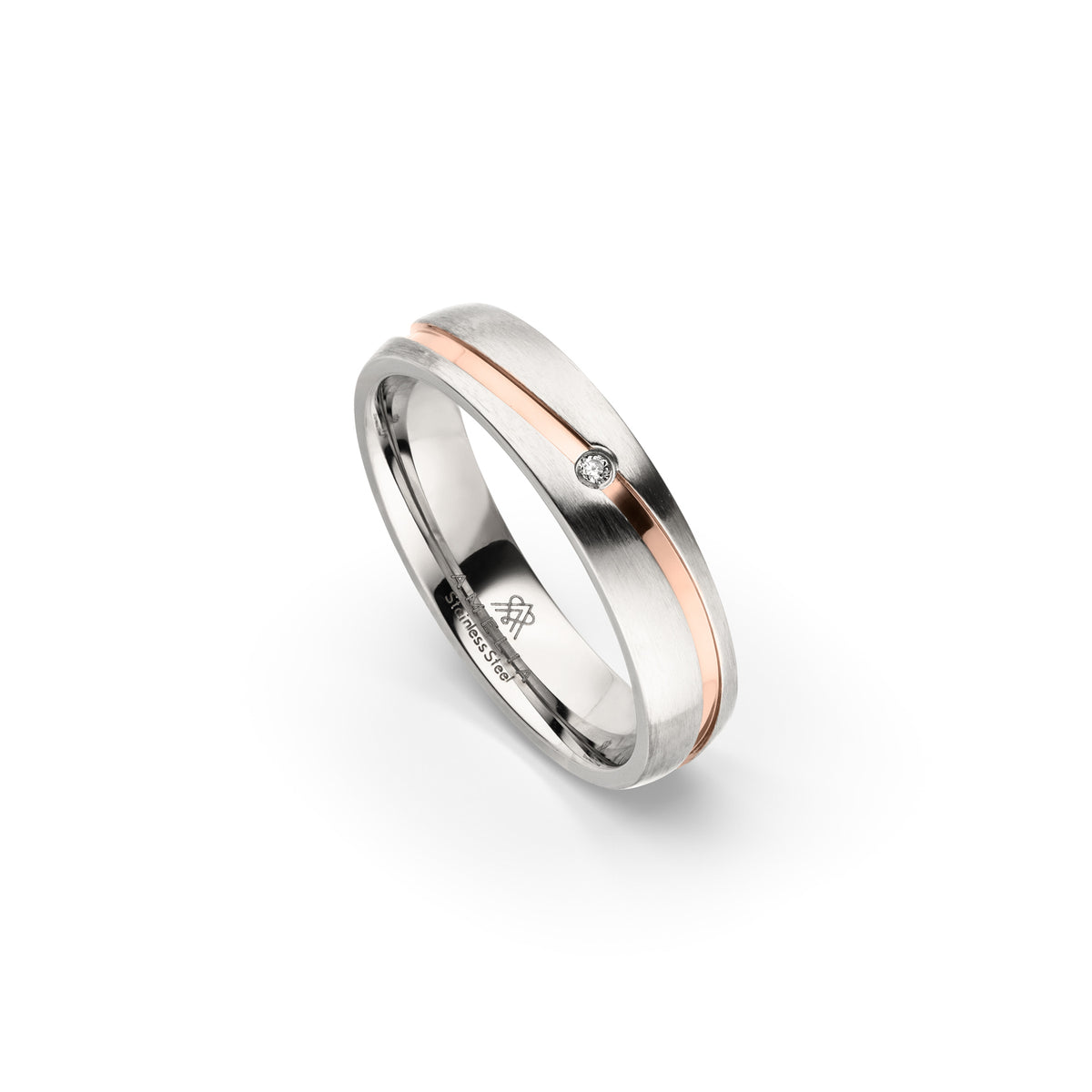 Amelia Jewels 02-004 in Edelstahl – Damenring mit Diamantbesatz