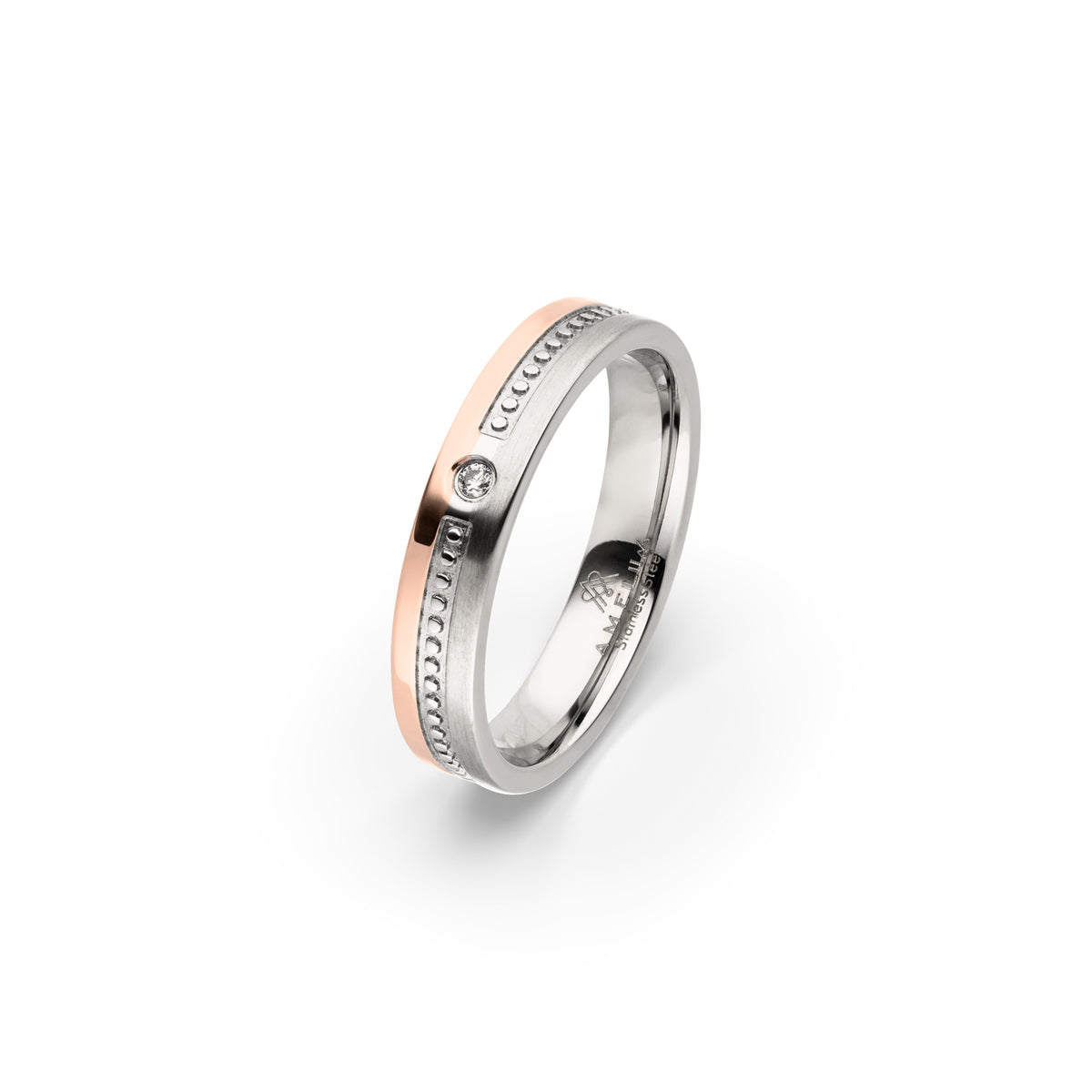 Amelia Jewels 02-005 in Edelstahl – Damenring mit Diamantbesatz