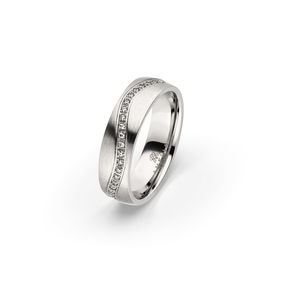 Amelia Jewels 02-006 in Edelstahl – Damenring mit Steinbesatz