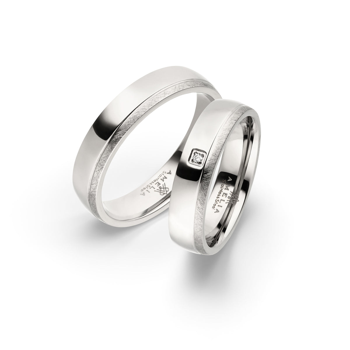 Amelia Jewels 02-007 in Edelstahl – Paarringe