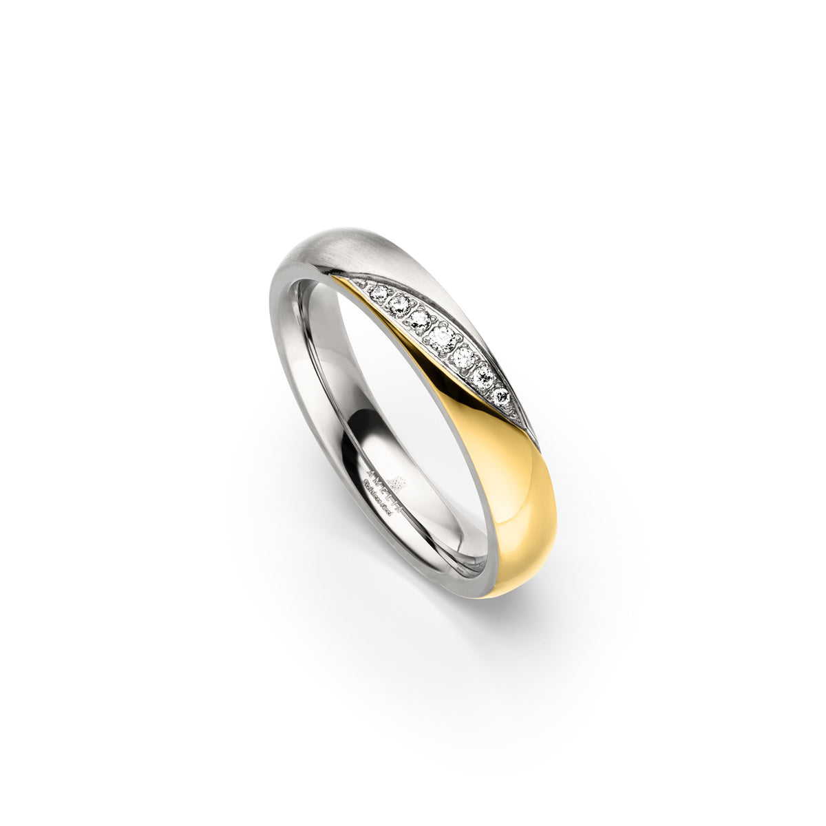 Amelia Jewels 02-008 in Edelstahl – Damenring mit Diamantbesatz