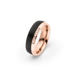 Amelia Jewels 02-011 in Edelstahl & Carbon – Damenring mit Diamantbesatz