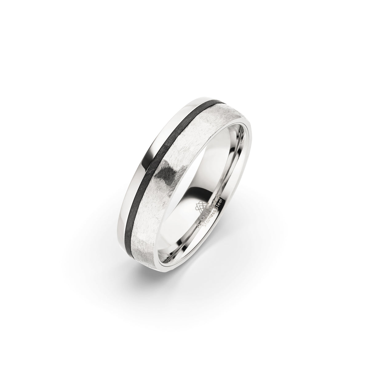 Amelia Jewels 02-013 in Edelstahl & Carbon – Herrenring