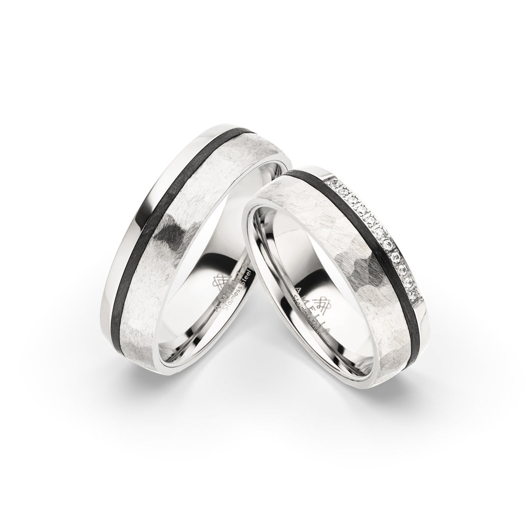 Amelia Jewels 02-013 in Edelstahl & Carbon – Paarringe