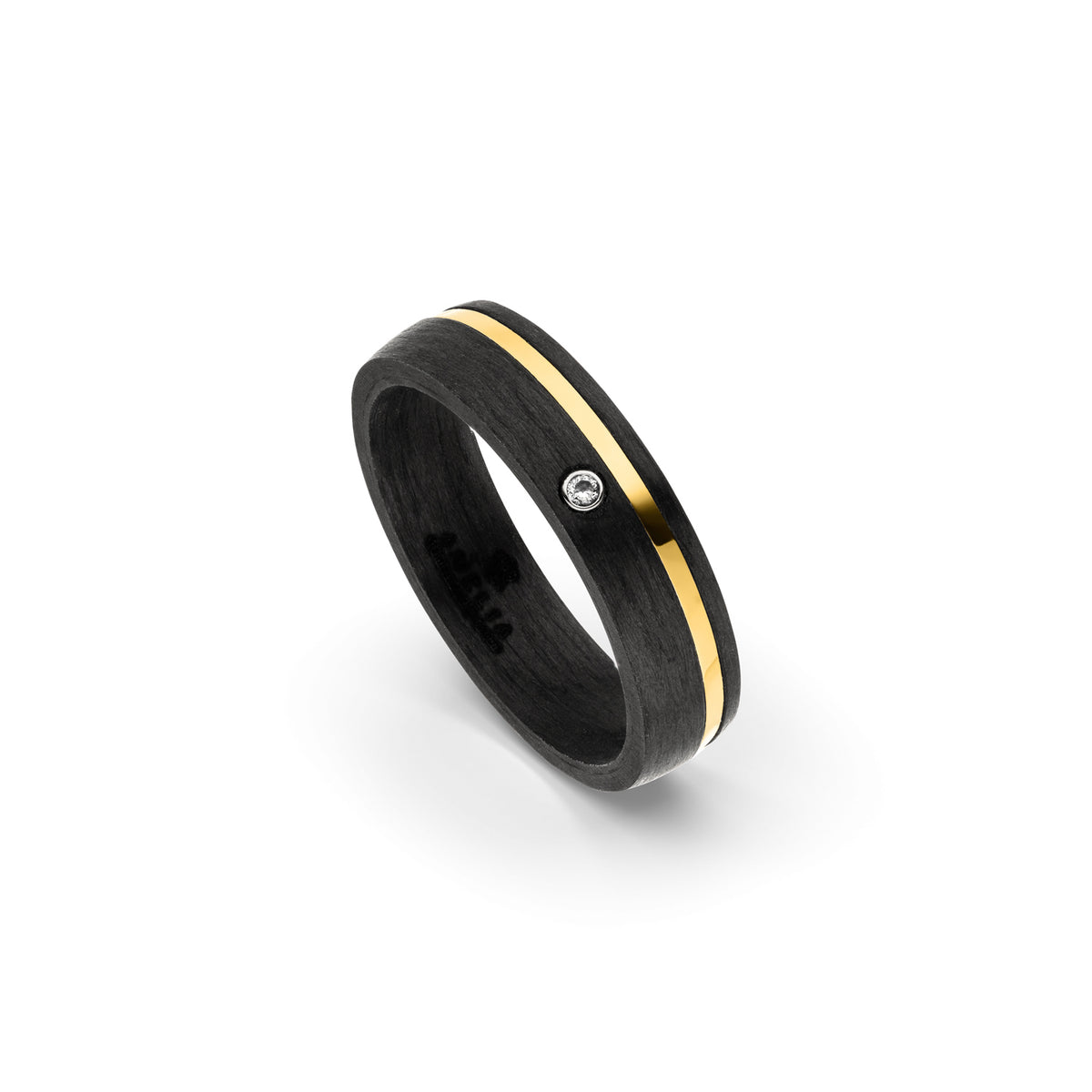 Amelia Jewels 02-014 in Edelstahl & Carbon – Damenring mit Diamantbesatz