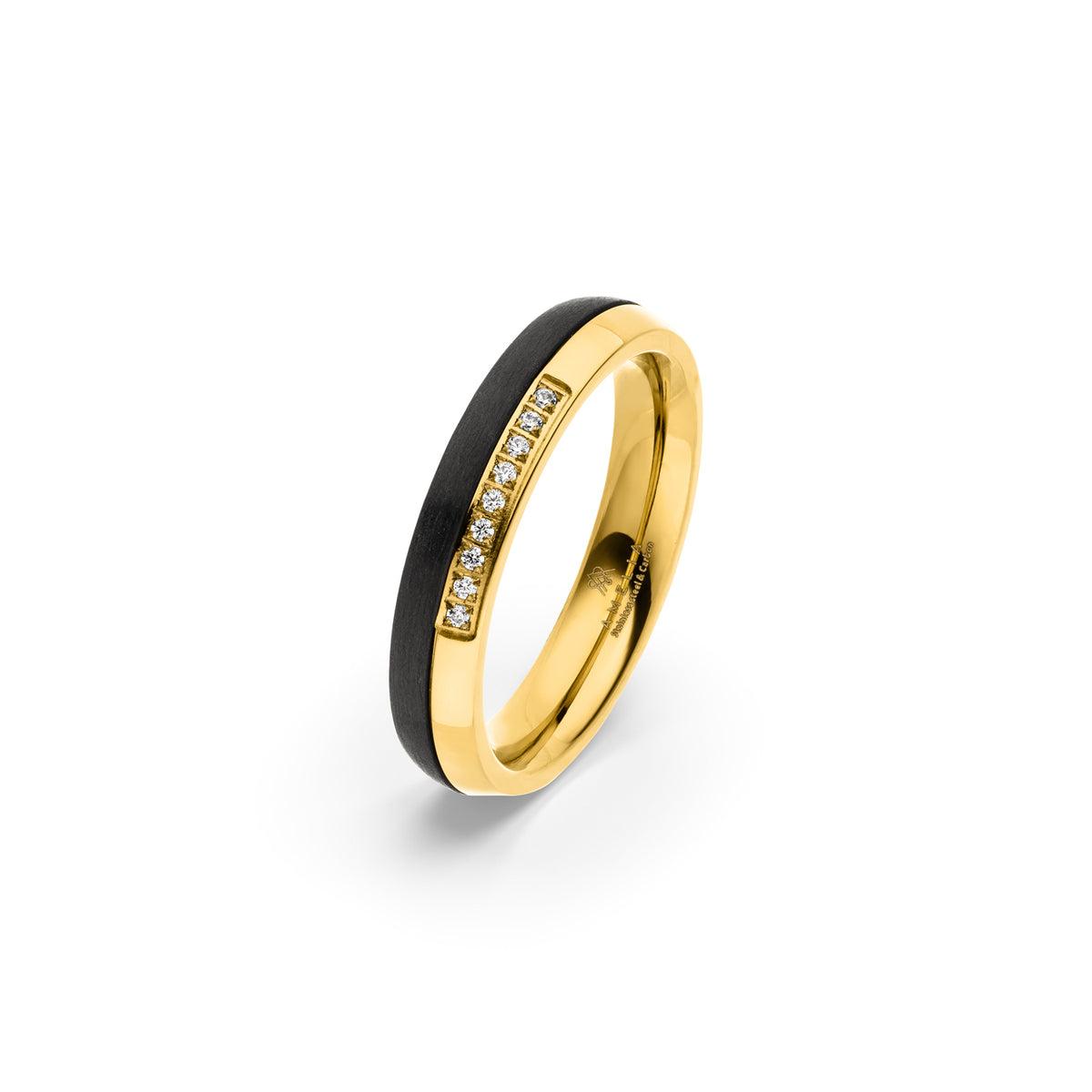 Amelia Jewels 02-015 in Edelstahl & Carbon – Damenring mit Diamantbesatz