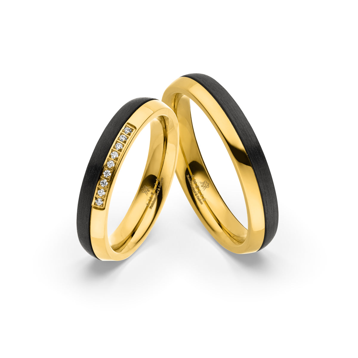 Amelia Jewels 02-015 in Edelstahl & Carbon – Paarringe
