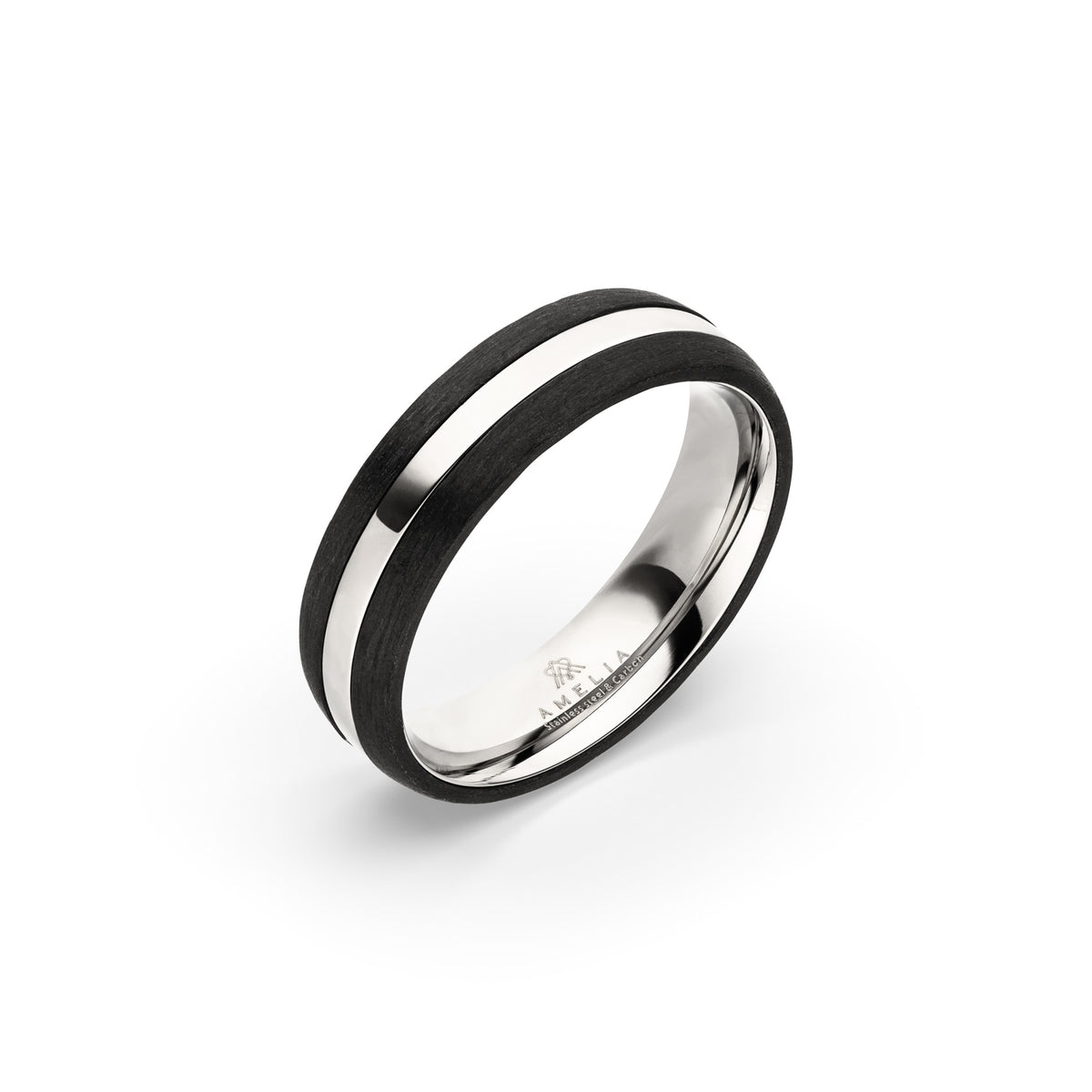 Amelia Jewels 02-016 in Edelstahl & Carbon – Herrenring