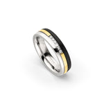 Amelia Jewels 02-018 in Edelstahl & Carbon – Damenring mit Diamantbesatz
