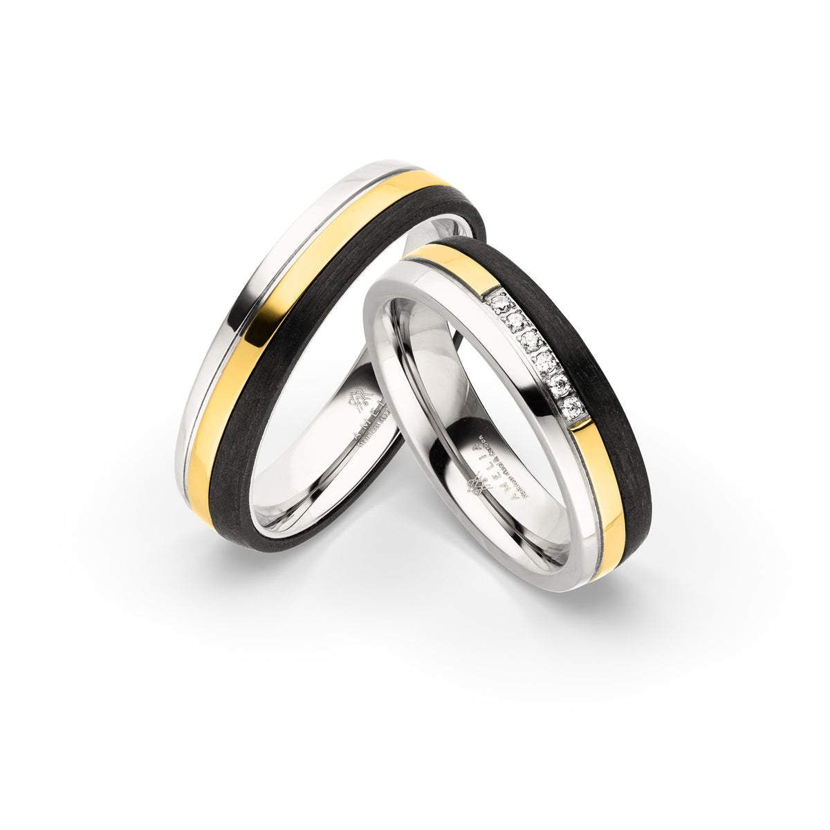 Amelia Jewels 02-018 in Edelstahl & Carbon – Paarringe